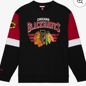 MITCHELL & NESS Men's Black Chicago Blackhawks 3.0 Pullover Sweatshirt NWT